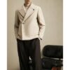 Asymmetric Single Breasted Peacoat in Beige