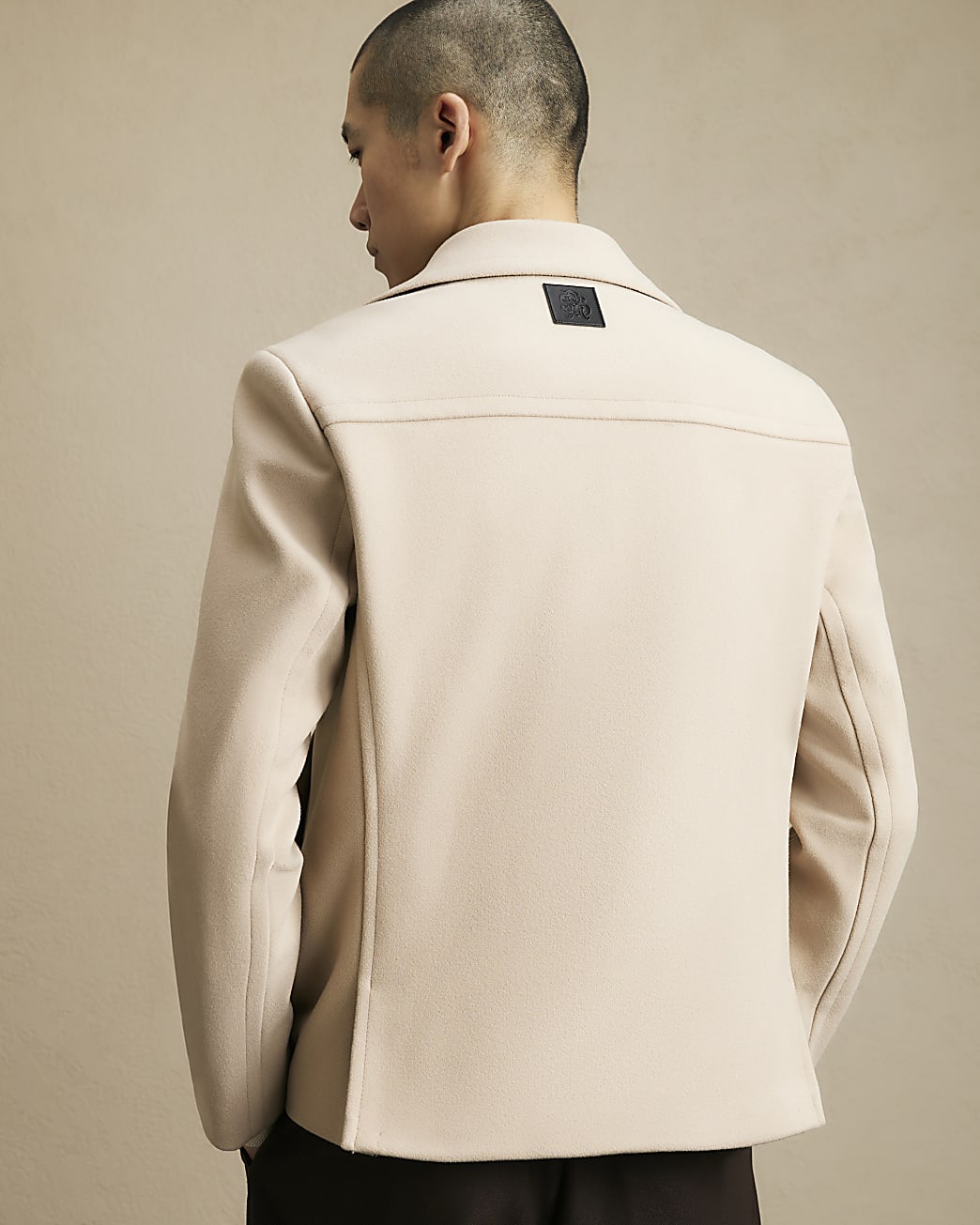 Asymmetric Single Breasted Peacoat in Beige - Image 3 Asymmetric Single Breasted Peacoat in Beige
