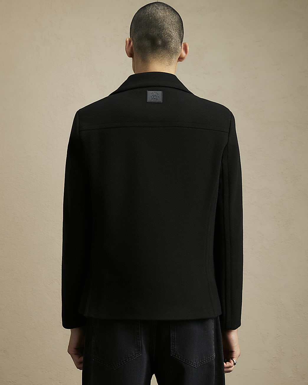 Asymmetric Single Breasted Peacoat in Black - Image 3 Asymmetric Single Breasted Peacoat in Black