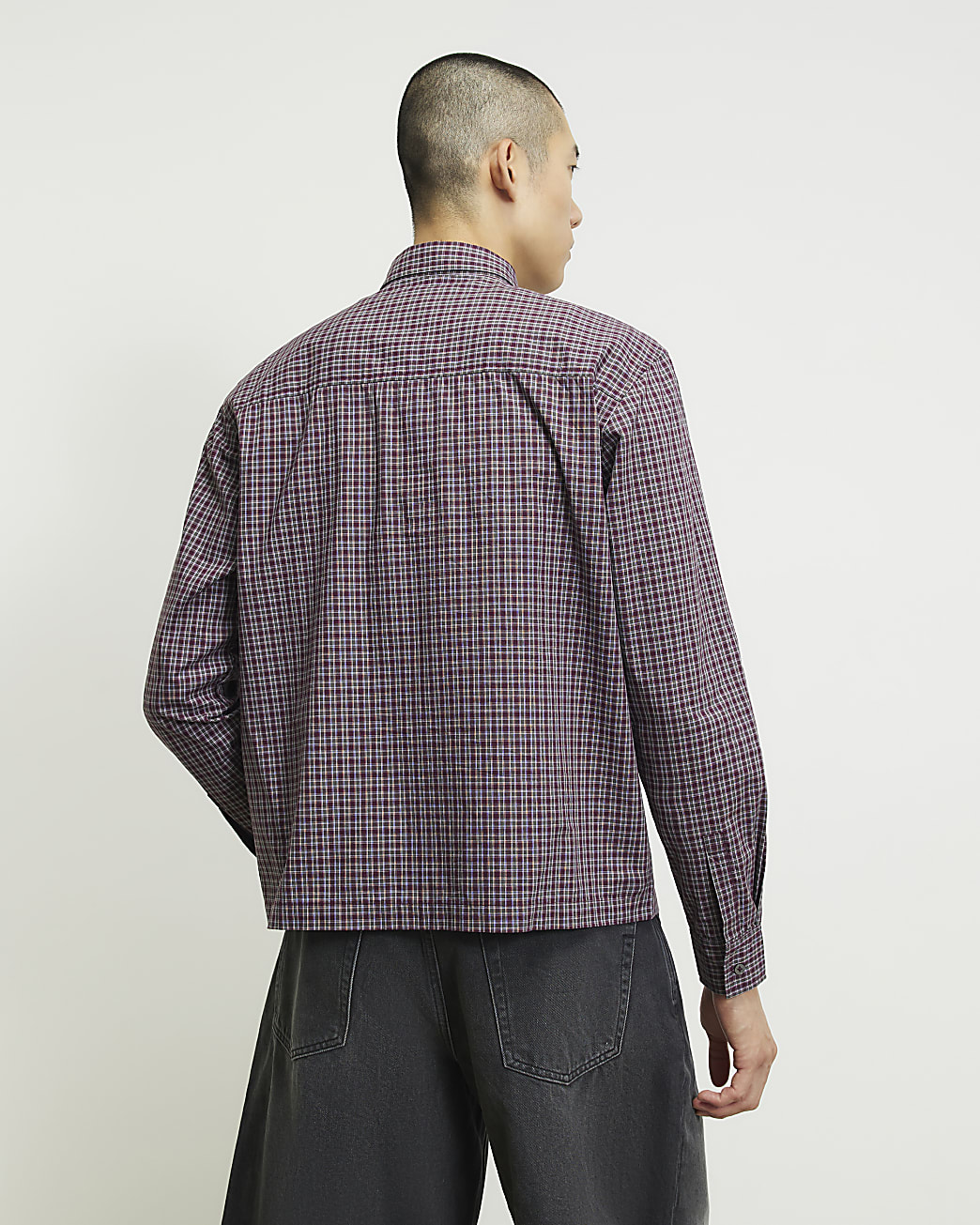 Boxy Fit Sanctuaire Check Shirt in Red - Image 3 Boxy Fit Sanctuaire Check Shirt in Red