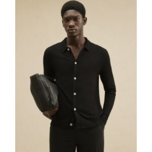 Button Through Knit Cardigan in Black