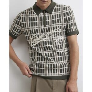 Check Knit Chatoyant Polo Shirt in Green