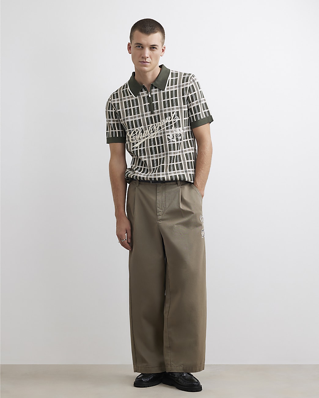 Check Knit Chatoyant Polo Shirt in Green - Image 4 Check Knit Chatoyant Polo Shirt in Green