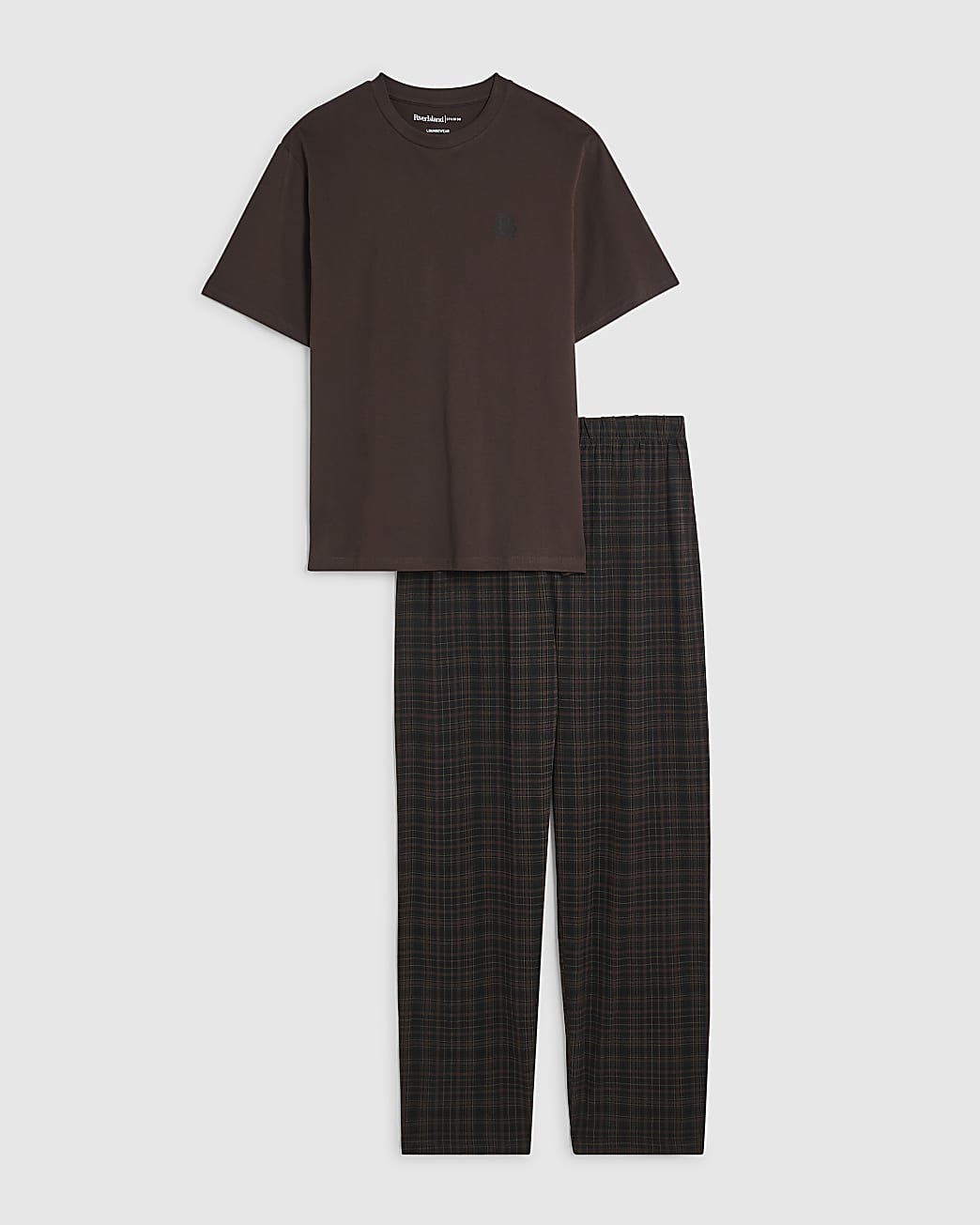 Check Loungewear Set in Brown - Image 2 Check Loungewear Set in Brown