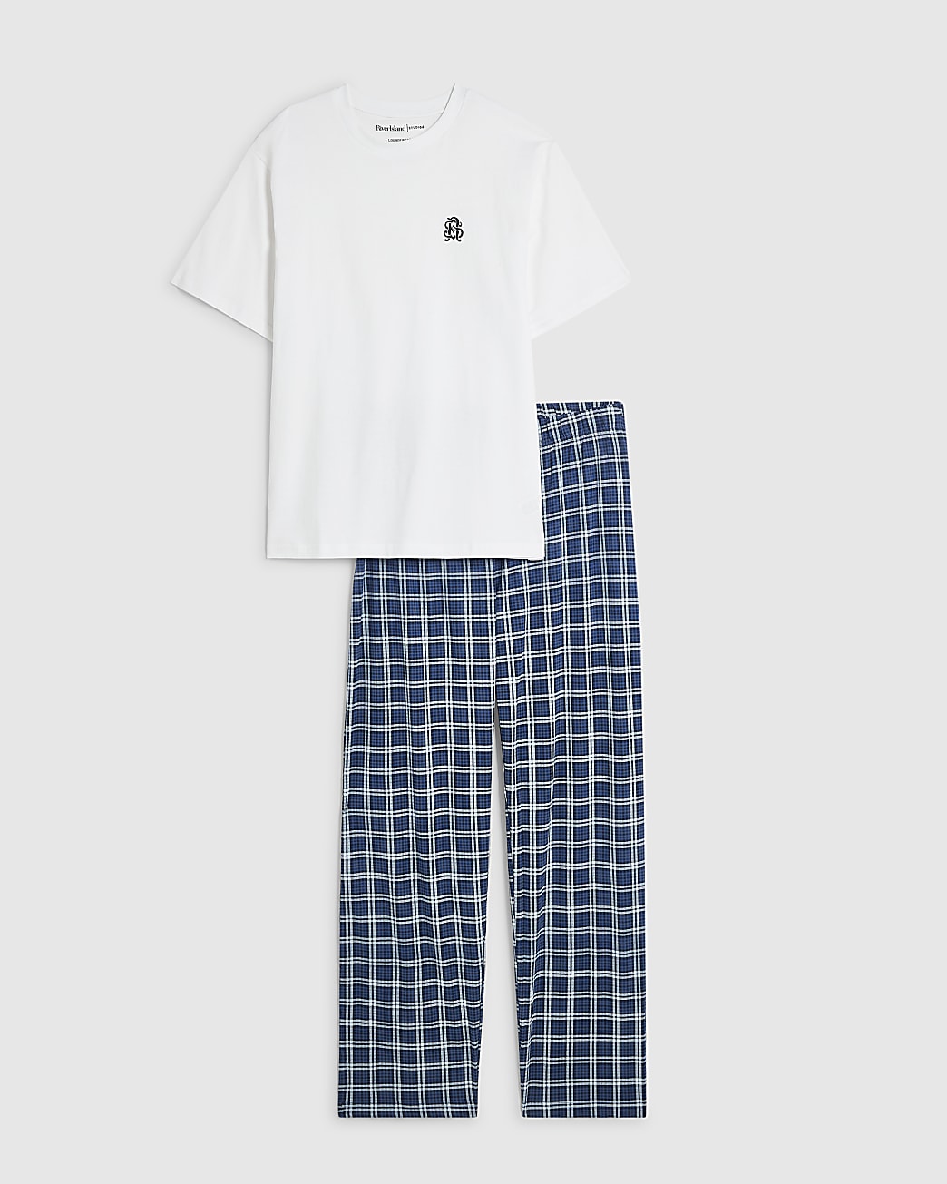 Check Loungewear Set in Navy - Image 2 Check Loungewear Set in Navy