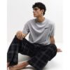 Check Trousers Loungewear Set in Grey