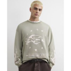 Cotton Blend Flame T-shirt in Khaki