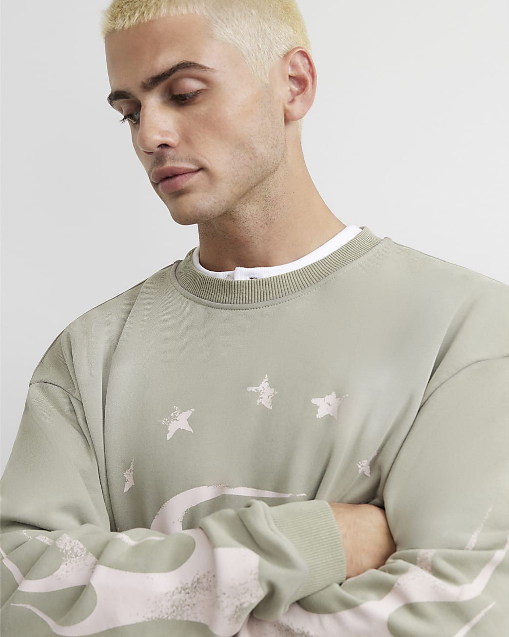 Cotton Blend Flame T-shirt in Khaki - Image 4 Cotton Blend Flame T-shirt in Khaki