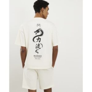 Cotton Japanese T-shirt and Shorts Set in Cream