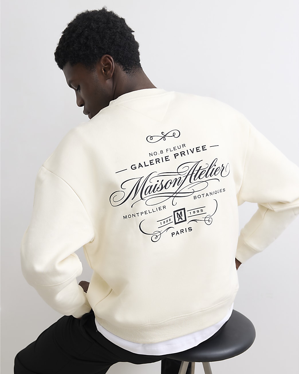 Cotton Maison Atelier Sweatshirt in Cream - Image 2 Cotton Maison Atelier Sweatshirt in Cream