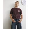 Cotton Pinstripe Crest T-shirt in Burgundy
