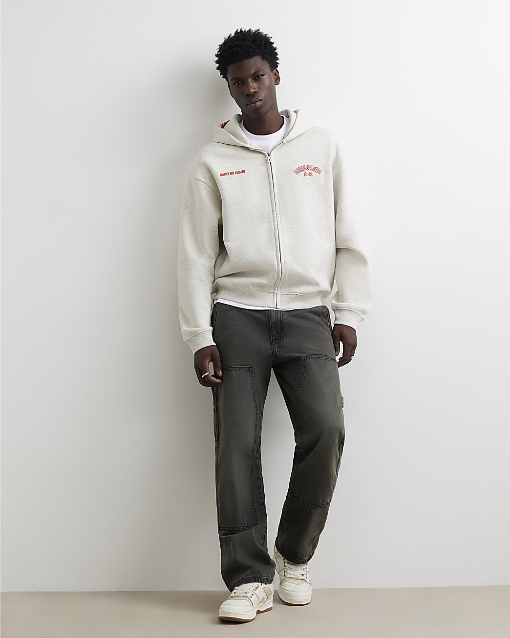Cotton Shirohebi Snake Hoodie in Grey - Image 3 Cotton Shirohebi Snake Hoodie in Grey