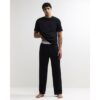 Cotton T-shirt and Trousers Pyjamas Set in Black