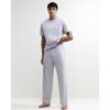 Cotton T-shirt and Trousers Pyjamas Set in Grey