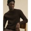 Cotton Waffle Knitted Jumper in Brown