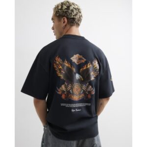 Cotton Washed Eagle T-shirt in Black