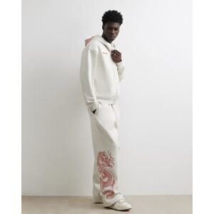 Cotton Wide Leg Shirohebi Snake Joggers in Grey