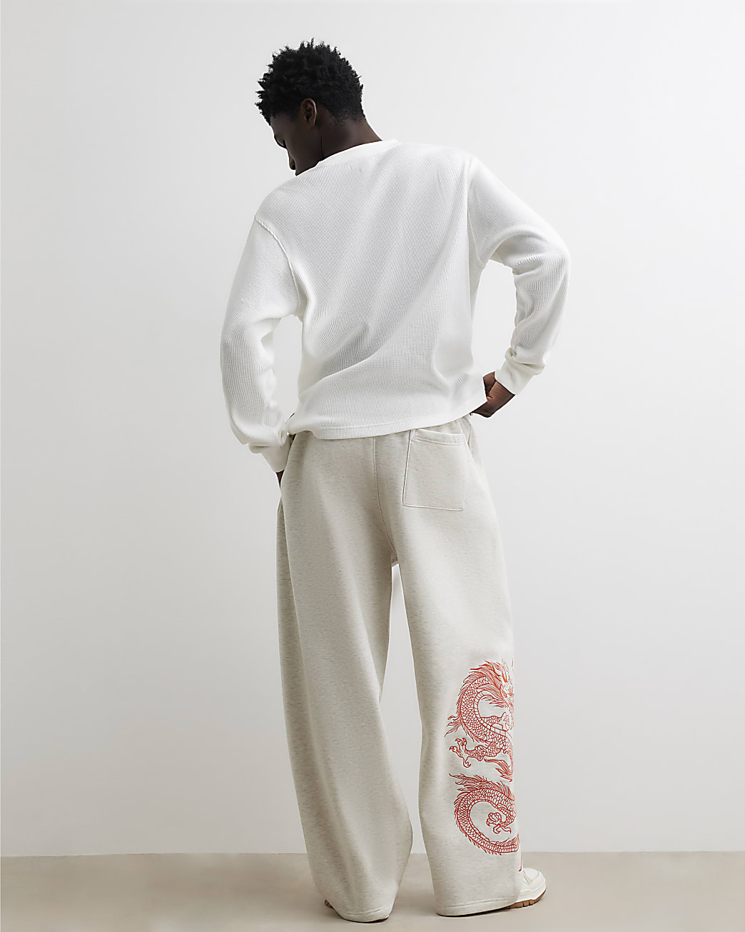 Cotton Wide Leg Shirohebi Snake Joggers in Grey - Image 3 Cotton Wide Leg Shirohebi Snake Joggers in Grey