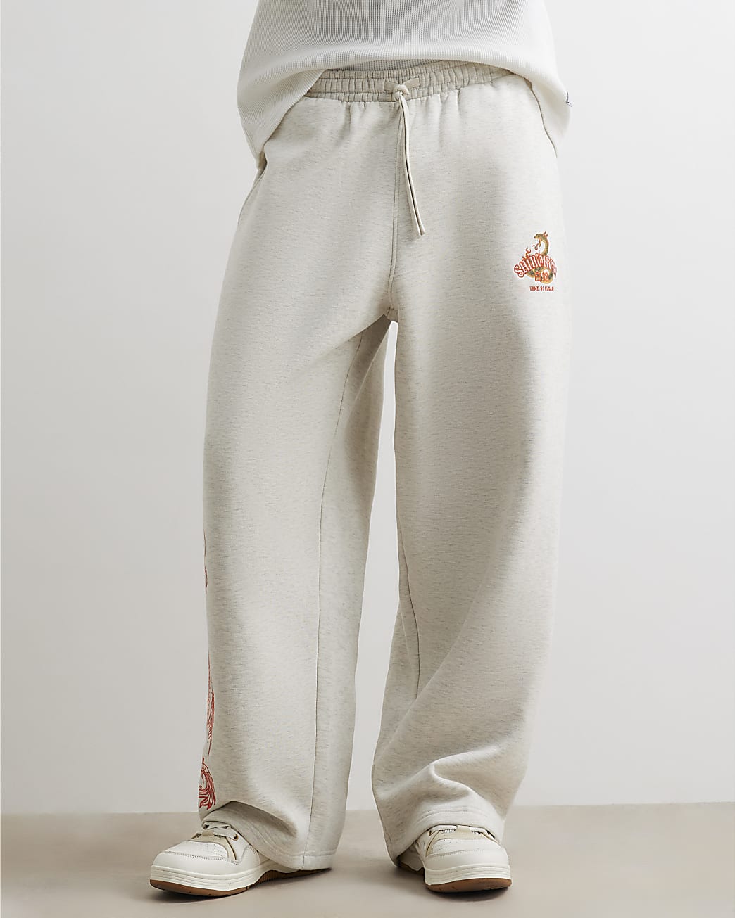 Cotton Wide Leg Shirohebi Snake Joggers in Grey - Image 4 Cotton Wide Leg Shirohebi Snake Joggers in Grey