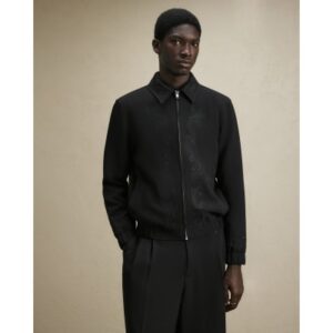 Embroidered Baroque Harrington Jacket in Black