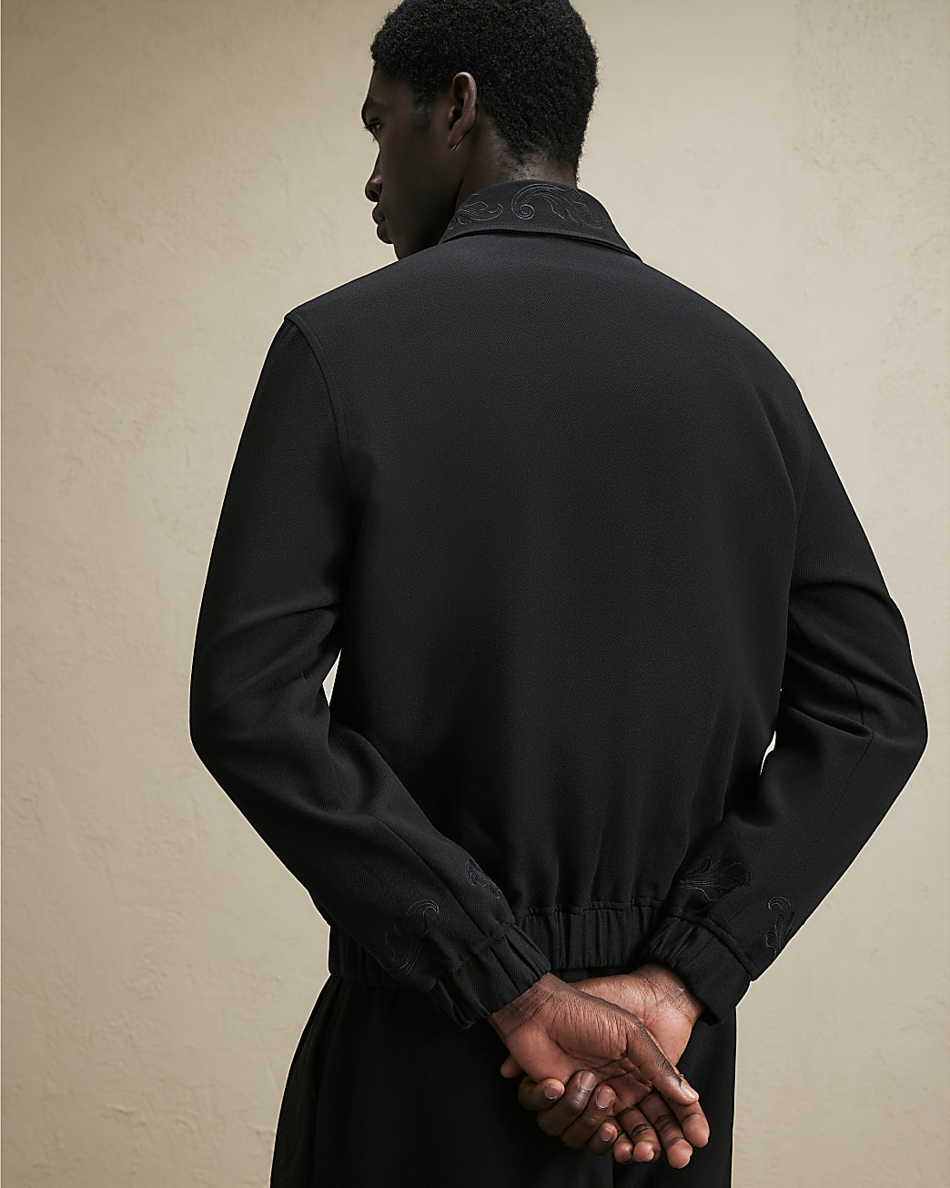 Embroidered Baroque Harrington Jacket in Black - Image 3 Embroidered Baroque Harrington Jacket in Black