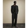 Embroidered Baroque Wide Leg Trousers in Black