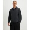 Embroidered Buttoned Polo Sweatshirt in Grey
