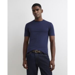 Essential Muscle Fit Cotton T-shirt in Navy