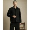 Faux Suede Overshirt in Black