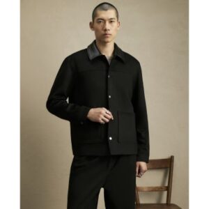 Faux Suede Overshirt in Black