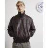 Funnel Neck Blouson Jacket in Burgundy