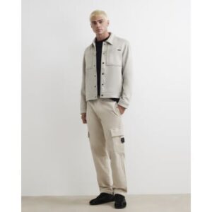 Loose Fit Corduroy Cargo Trousers in Beige