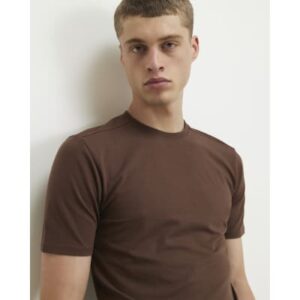 Muscle Fit Cotton Blend Stretch T-shirt in Brown
