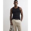Muscle Fit Cotton Blend Stretch Vest in Black