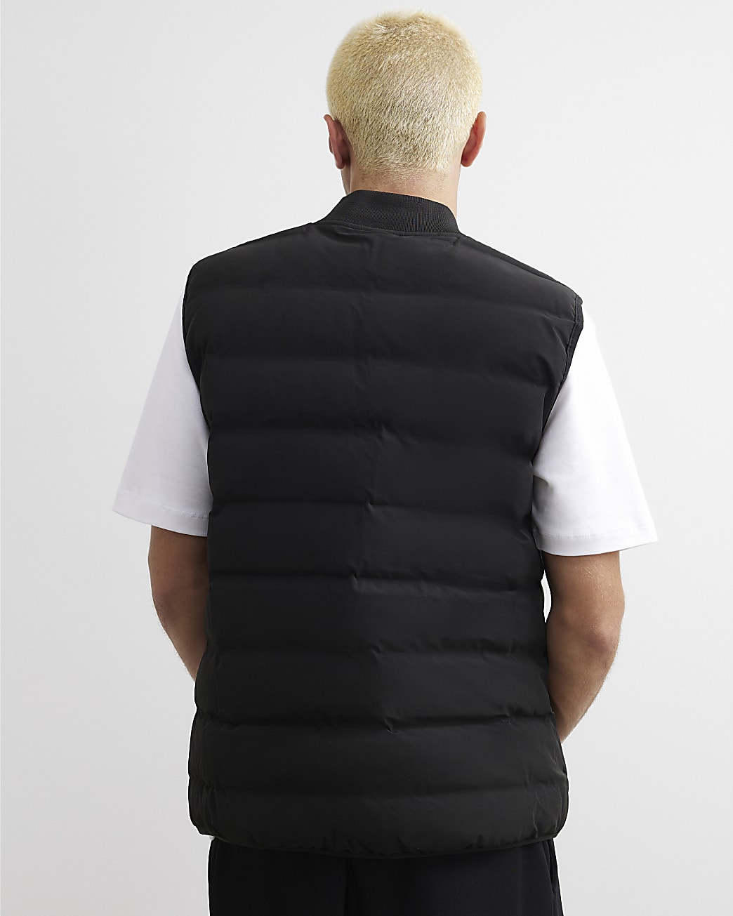Muscle Fit Cotton Gilet in Black - Image 3 Muscle Fit Cotton Gilet in Black