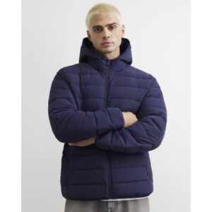 Muscle Fit Cotton Mcmxii Puffa Jacket in Navy