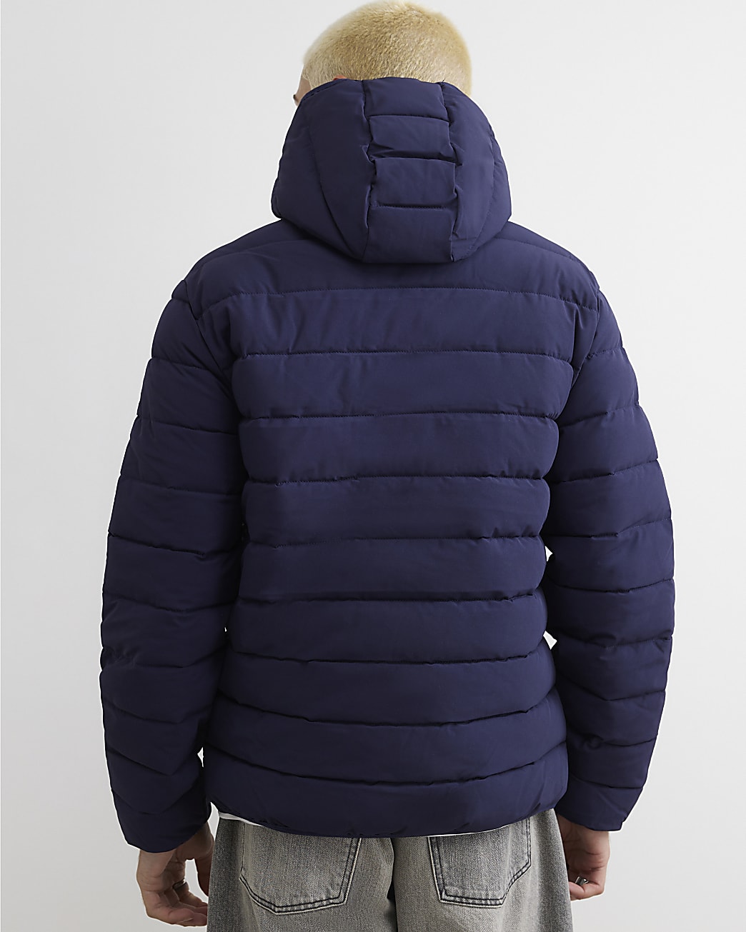 Muscle Fit Cotton Mcmxii Puffa Jacket in Navy - Image 3 Muscle Fit Cotton Mcmxii Puffa Jacket in Navy