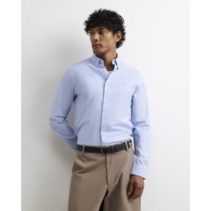 Muscle Fit Cotton Oxford Shirt in Blue