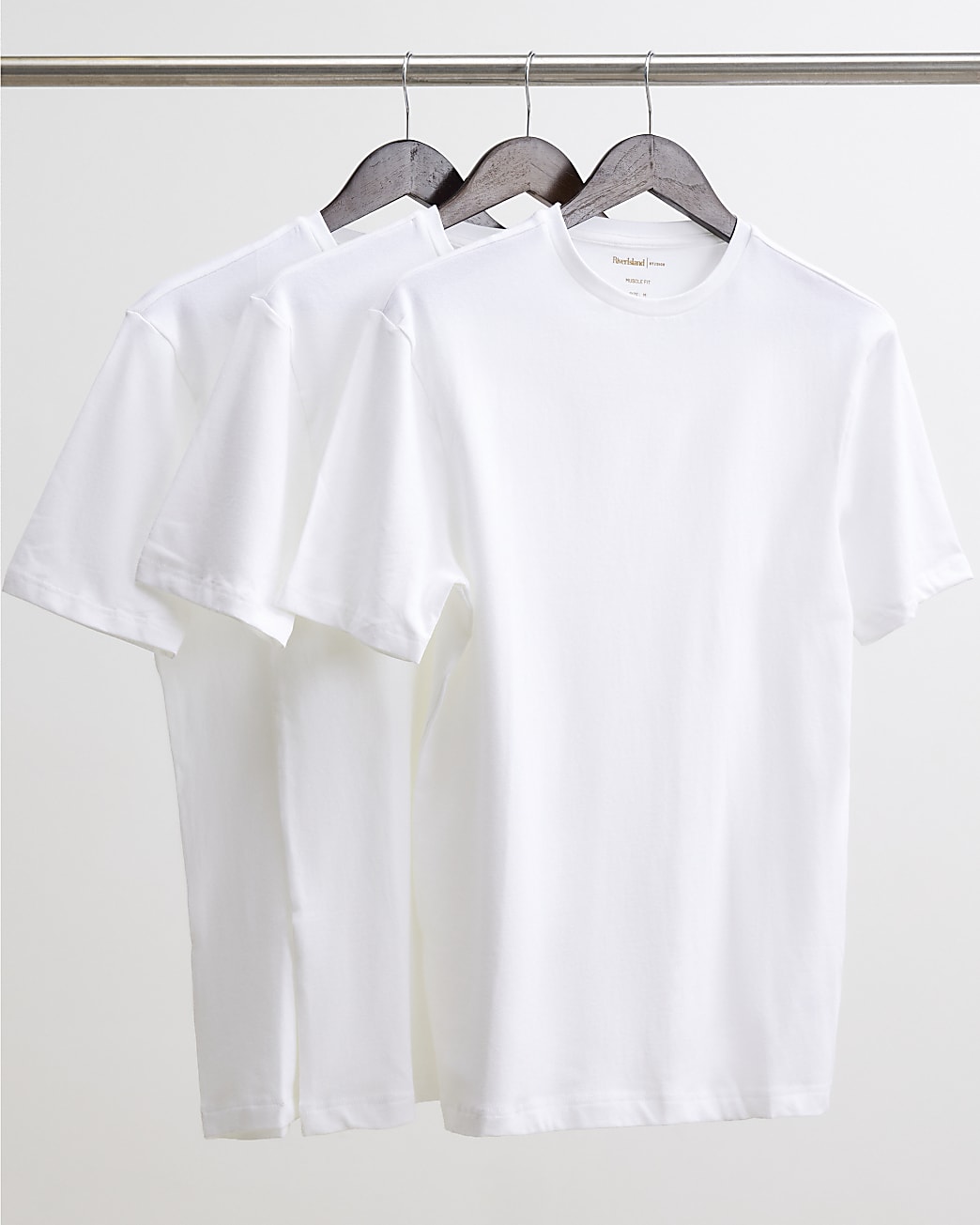 Muscle Fit Cotton T-shirt 3 Pack in White - Image 2 Muscle Fit Cotton T-shirt 3 Pack in White