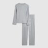 Muscle Fit Rib Loungewear Set in Grey