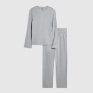 Muscle Fit Rib Loungewear Set in Grey