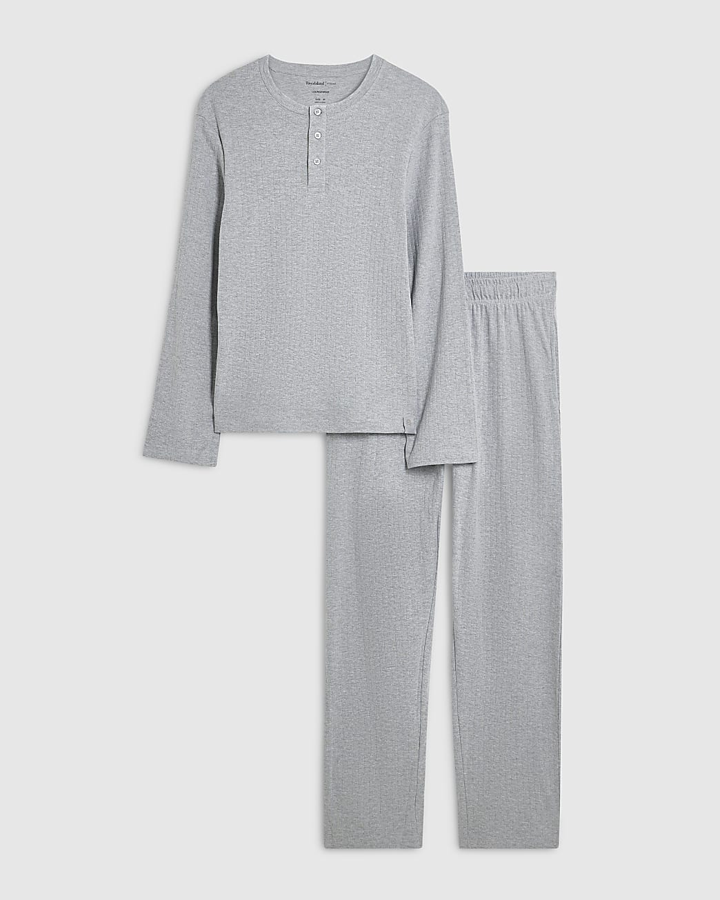 Muscle Fit Rib Loungewear Set in Grey - Image 2 Muscle Fit Rib Loungewear Set in Grey