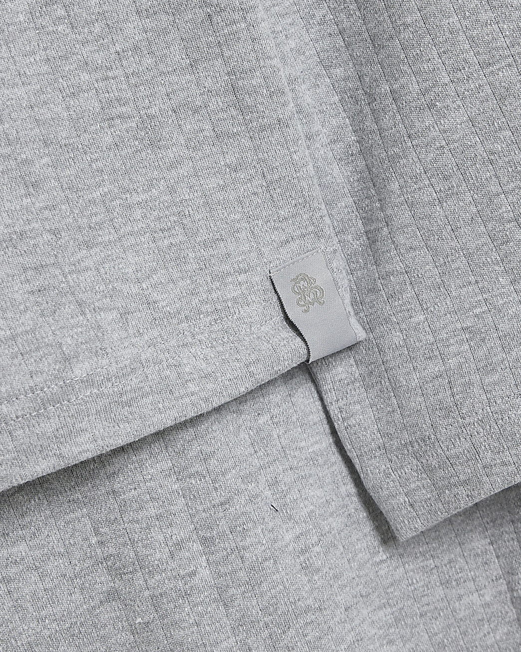 Muscle Fit Rib Loungewear Set in Grey - Image 3 Muscle Fit Rib Loungewear Set in Grey