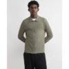 Muscle Fit Ribbed Overshirt in Khaki