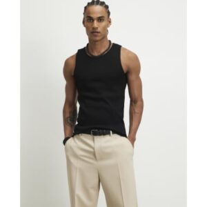 Muscle Fit Ribbed Pack of 3 Vests in Black