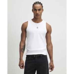 Muscle Fit Ribbed Pack of 3 Vests in White