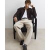 Muscle Fit Ribbed Shirt in Brown