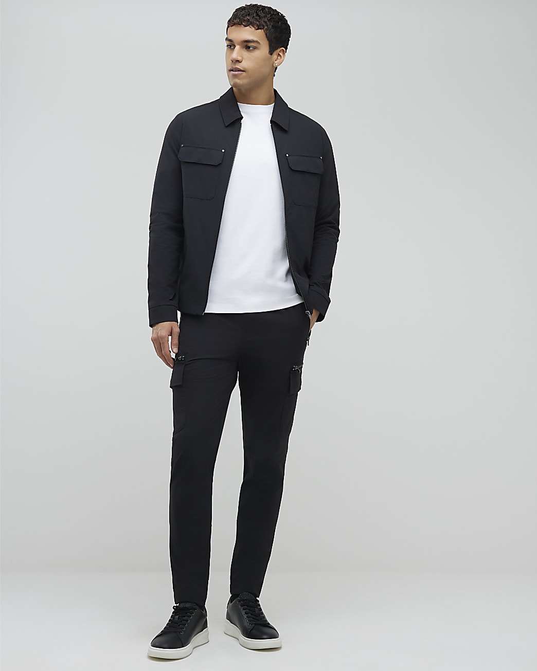 Muscle Fit Shacket in Black - Image 2 Muscle Fit Shacket in Black