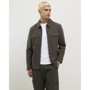 Muscle Fit Shacket in Green