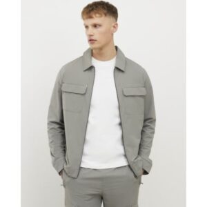 Muscle Fit Shacket in Grey